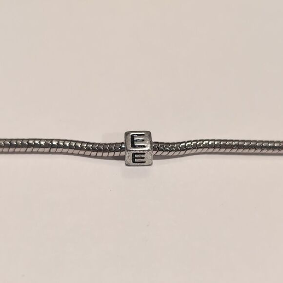 Silver E Spacer Charm for Pandora Style Bracelet - Picture 2 of 5
